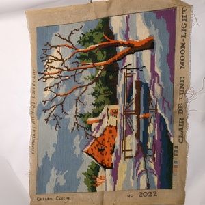 Handcrafted needlepoint. Richart Prods. Moon Light Clair de Lune. Gerard Cliche